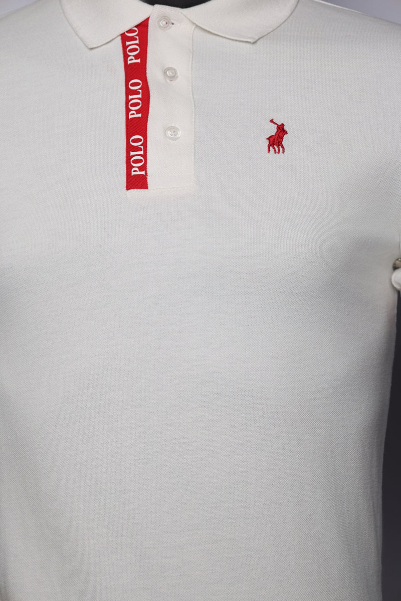 Polo Golfer Logo Placket White